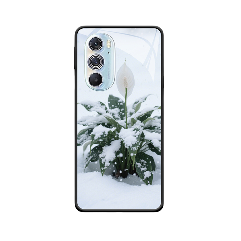 Motorola Edge X30 Hülle mit Spathiphyllum - Winterliche Eleganz