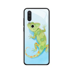 Motorola One Action Hülle und der fröhliche Cartoon-Eidechse hüpfen