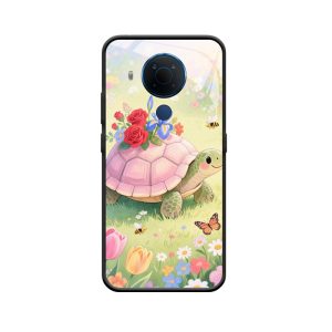 Nokia 5.4 Hülle und die entspannte Schildkröte im Blumenfeld