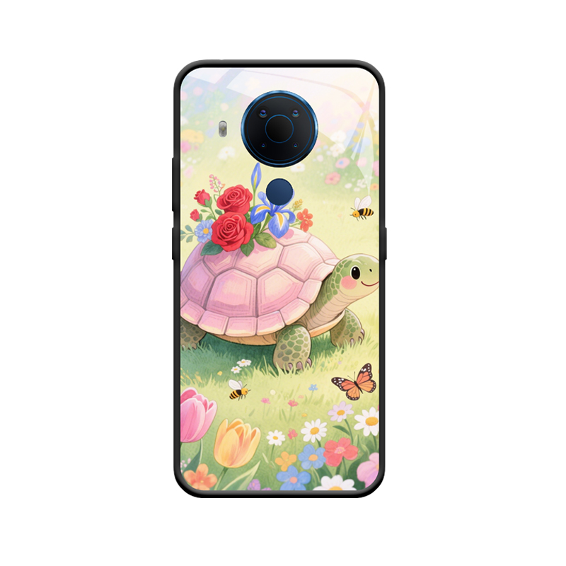 Nokia 5.4 Hülle und die entspannte Schildkröte im Blumenfeld