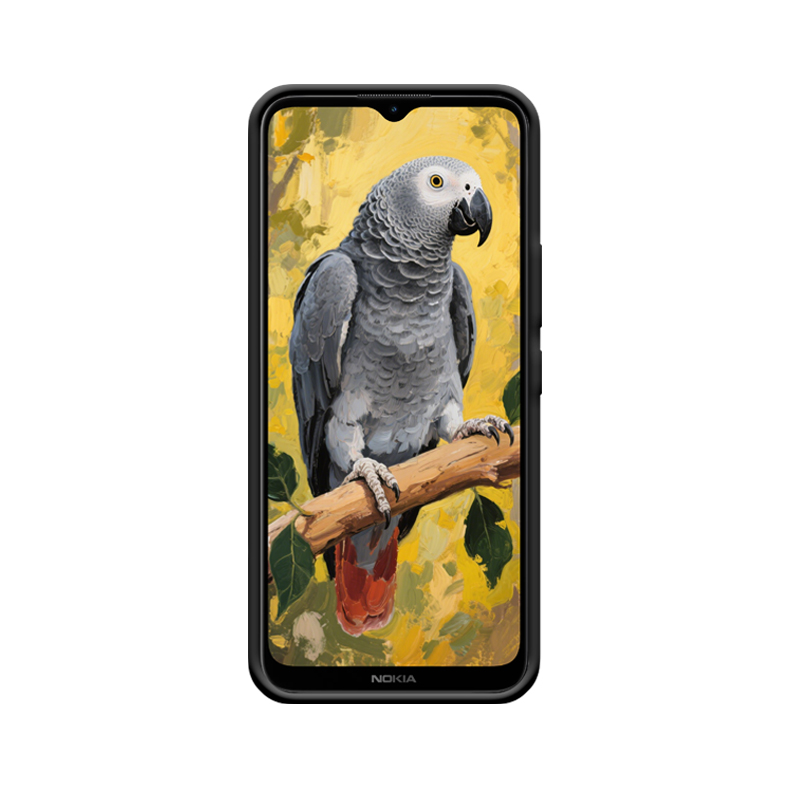 Nokia C21 Plus Hülle und der wendige afrikanische Graupapagei – Bild 2