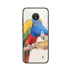 Nokia C21 Hülle und der lebendige fressende Papagei