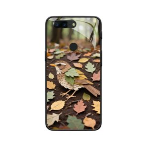 Papierkunst-Drossel und OnePlus 5T Hülle im Herbstruhe