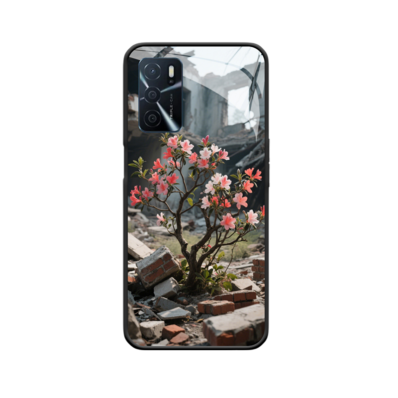 Die Lebenskraft der Azaleen in den Ruinen und das OPPO A16s