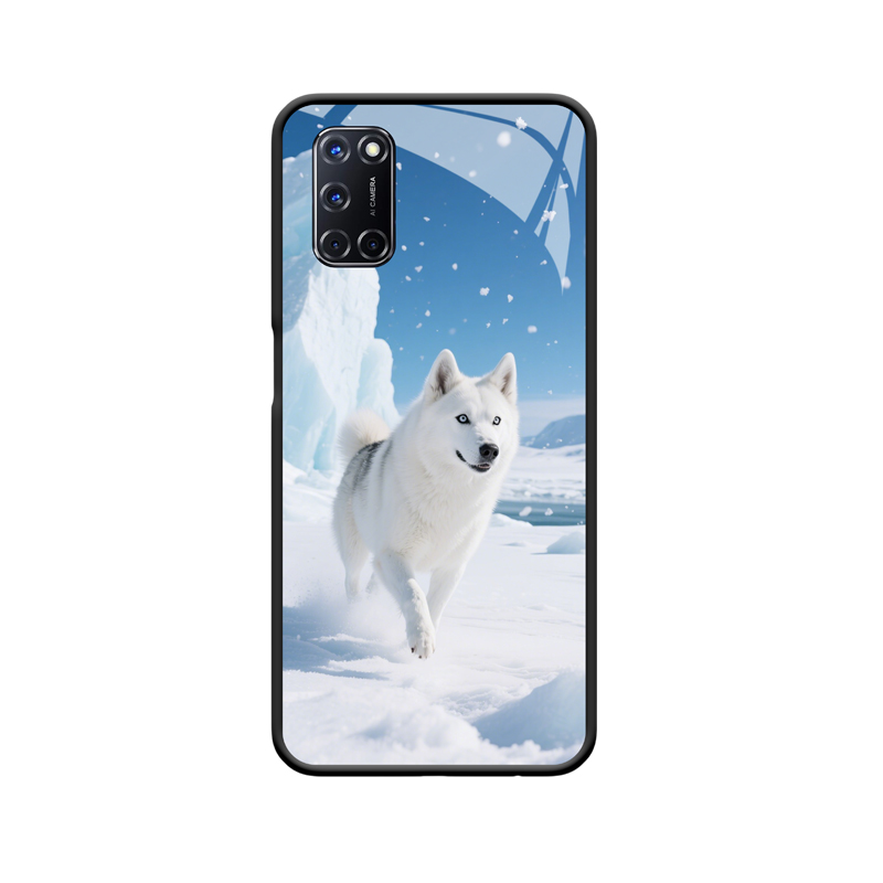 OPPO A52 Hülle mit einem Huskys der im Schnee läuft