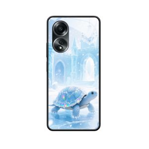 Die blaue Schildkröte und das OPPO A58-Gehäuse im bezaubernden Schneekönigreich
