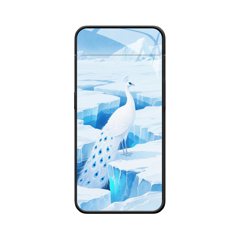 Eleganter weißer Pfau OPPO Find X und die Schönheit des Schnees