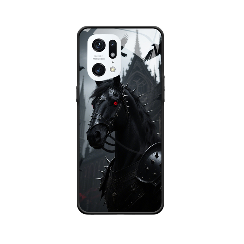 OPPO Find X5 Pro Hülle Schwarzes Pferd mit mystischer Kraft