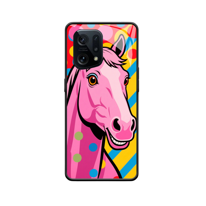 Fröhliches rosa Pferd und die lebhafte OPPO Find X5 Hülle
