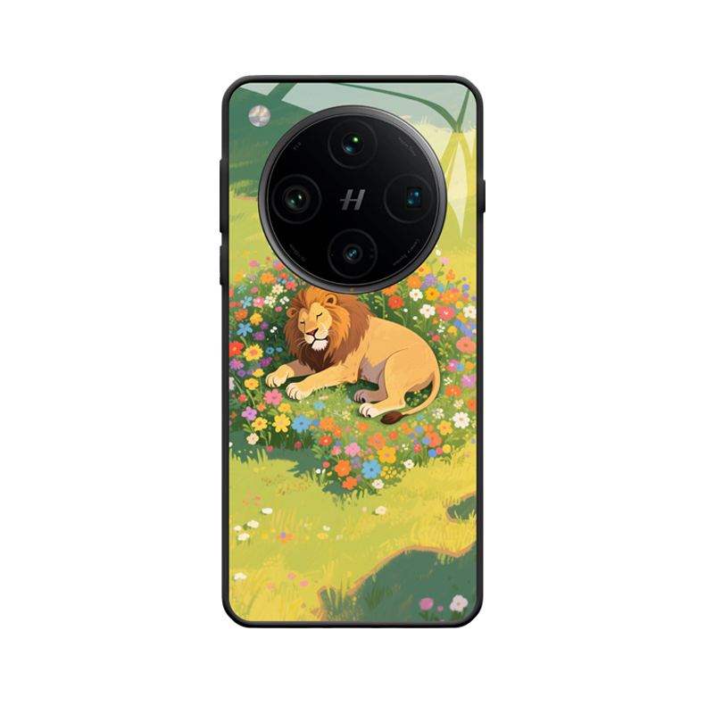 Der Löwe und OPPO Find X8 Pro Hülle die Ruhe im Blumenmeer