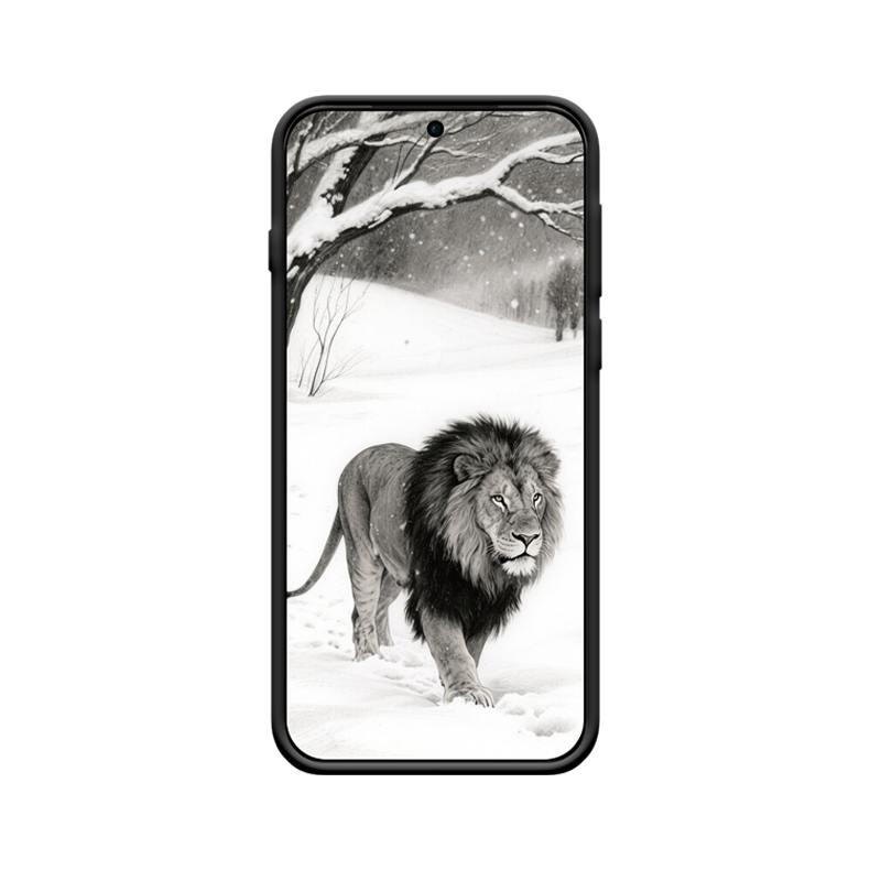 Der Löwe und OPPO Find X8 Hülle die Majestät im Schnee – Bild 2