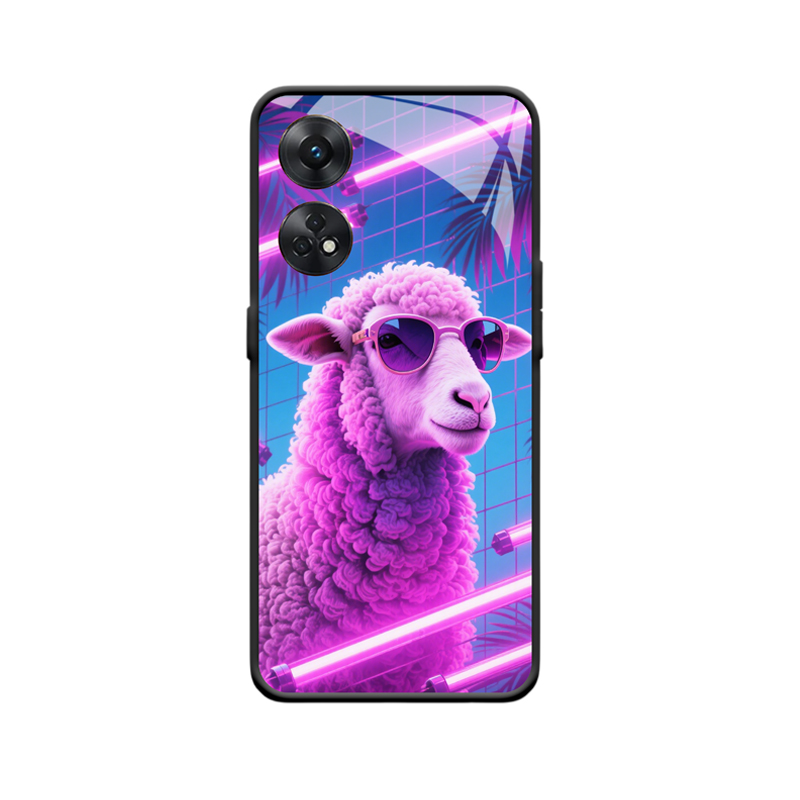 OPPO Reno8 T Hülle Trendiges Schaf mit Lila Sonnenbrille