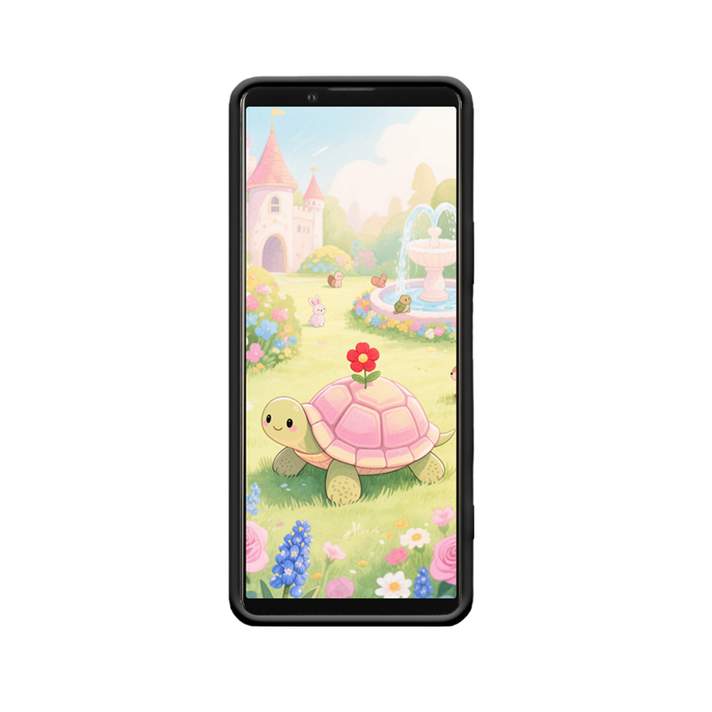 Die kindliche Freude mit der rosa Schildkröte und dem Sony Xperia 5 II im Garten – Bild 2