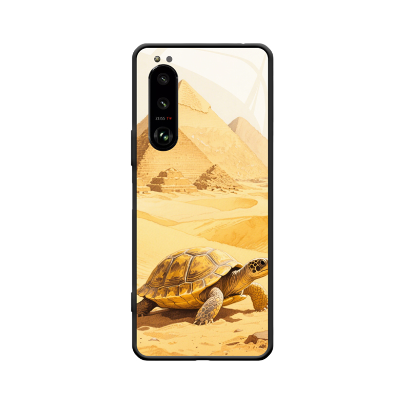 Die historische Verbindung von der Schildkröte und dem Sony Xperia 5 III in der Wüste