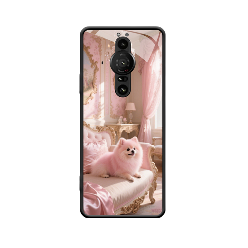 Der elegante Moment mit dem rosa Pomeranian und dem Sony Xperia Pro-I